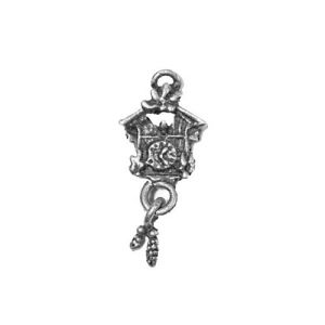 Zawieszka metalowa Charms ScrapBerry's Zegar z Kukułką Srebro, 13mm